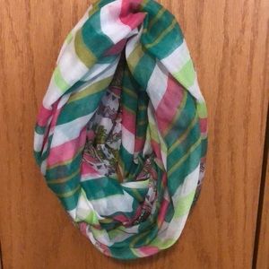 Pink/green infinity scarf